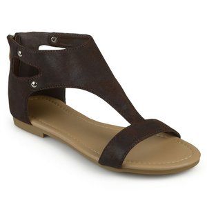 Journee Collection WM Flat Metal Detail Sandal